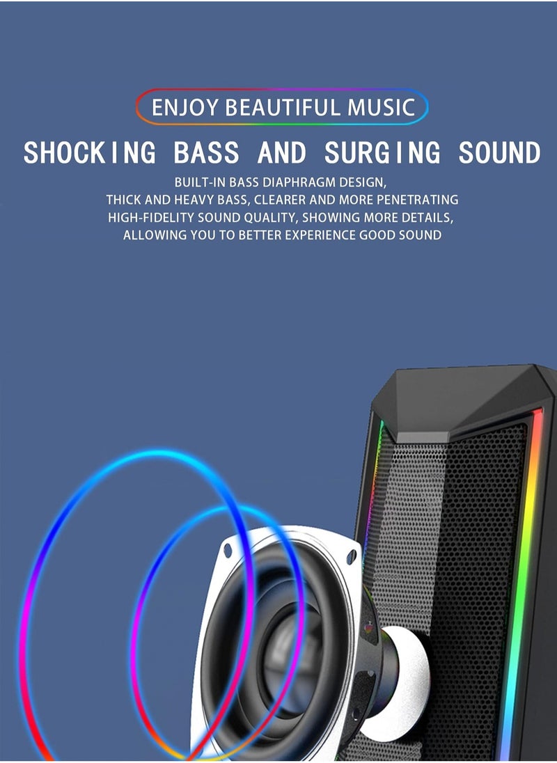 BONKS Computer gaming speaker - soothing USB powered subwoofer laptop speaker | 2 desktop speakers with color RGB lights | USB powered, easy to access volume control, super large volume PC speaker x  - Image 4