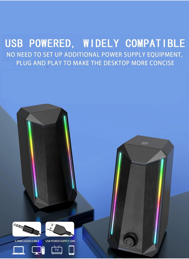 BONKS Computer gaming speaker - soothing USB powered subwoofer laptop speaker | 2 desktop speakers with color RGB lights | USB powered, easy to access volume control, super large volume PC speaker x  - Image 5