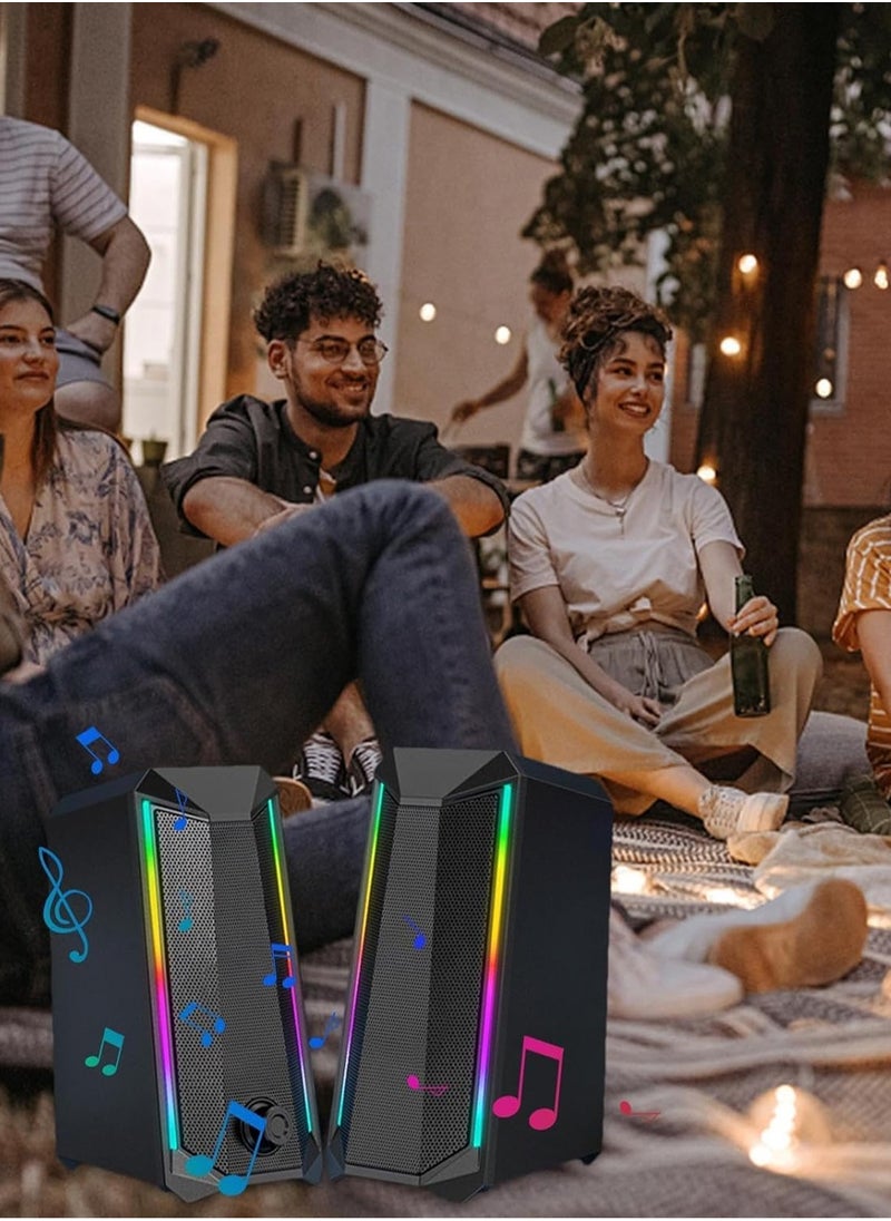 BONKS - Computer gaming speaker - soothing USB powered subwoofer laptop speaker | 2 desktop speakers with color RGB lights | USB powered, easy to access volume control, super large volume PC speaker x - Image 1