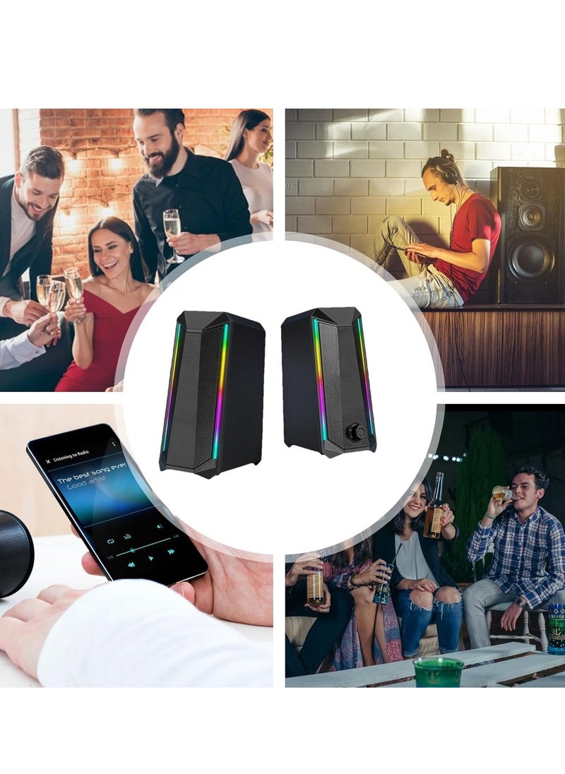 BONKS - Computer gaming speaker - soothing USB powered subwoofer laptop speaker | 2 desktop speakers with color RGB lights | USB powered, easy to access volume control, super large volume PC speaker x - Image 1