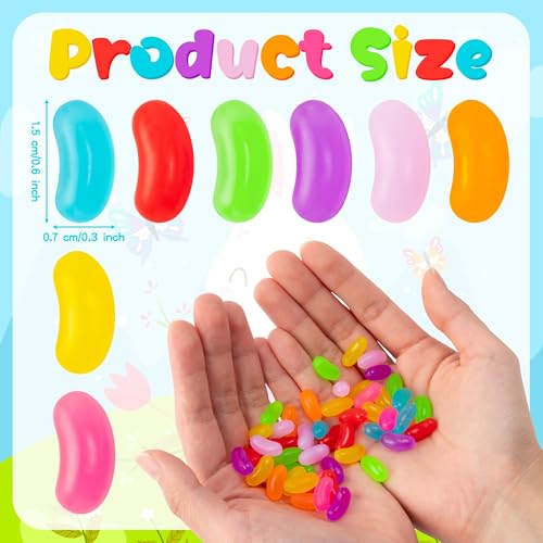 BkeeCten 150pcs Miniature Fake Jelly Beans Easter Decor Mixed Colors Fake Candy Resin Charms Cute Simulated Jelly Beans for Easter Egg Hunt Activity Spring Craft Supply Basket Decoration06 x 03 - Image 5