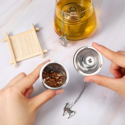 Vesici Retro Style Tea Leaf Mesh Strainer Infuser Set - 6 Pcs Stainless Steel Tea Ball Strainer with Charm Pendant & Extended Chain Hook - Image 5