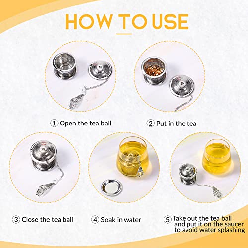 Vesici Retro Style Tea Leaf Mesh Strainer Infuser Set - 6 Pcs Stainless Steel Tea Ball Strainer with Charm Pendant & Extended Chain Hook - Image 4