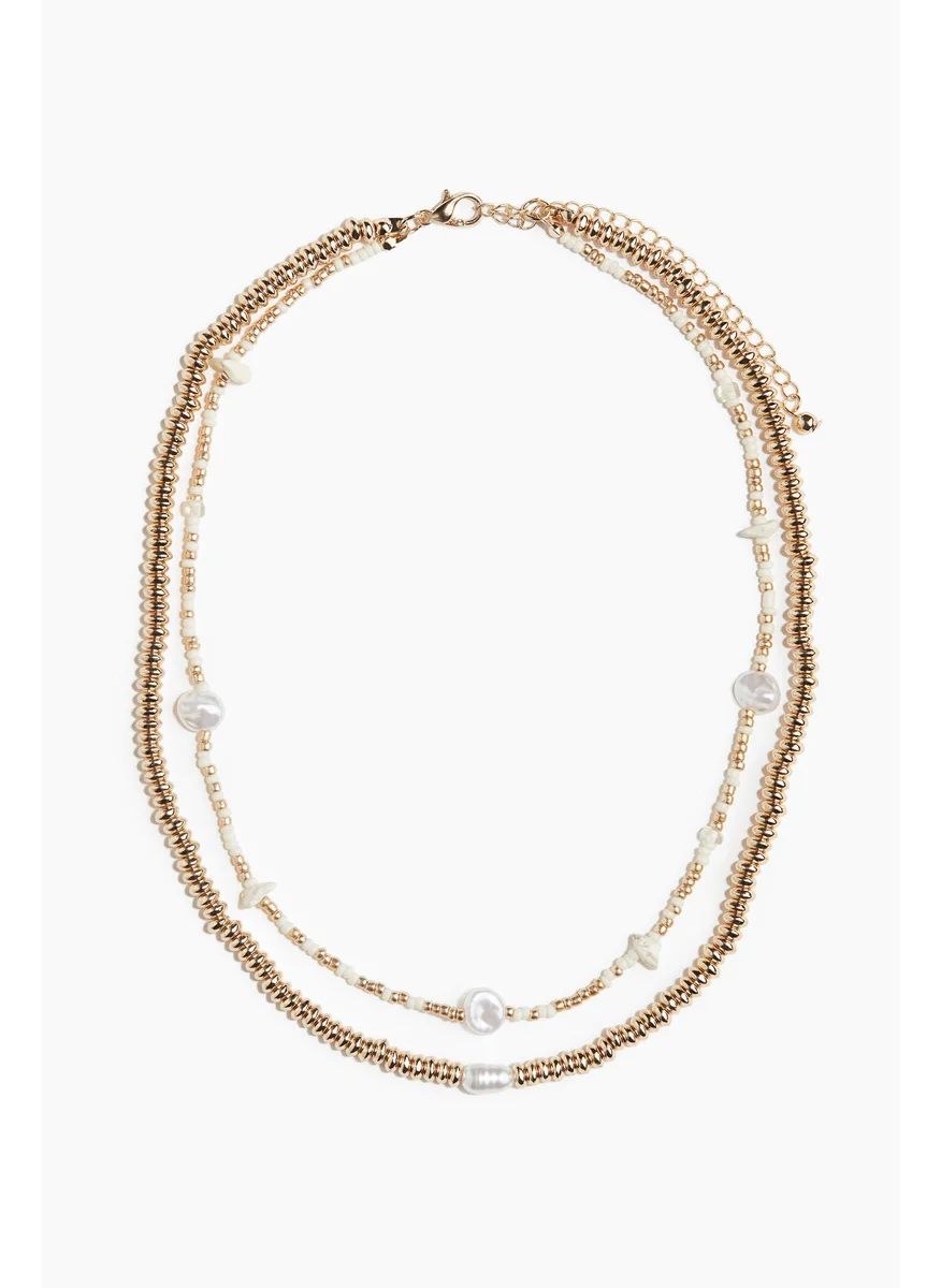اتش اند ام Two-Strand Beaded Necklace