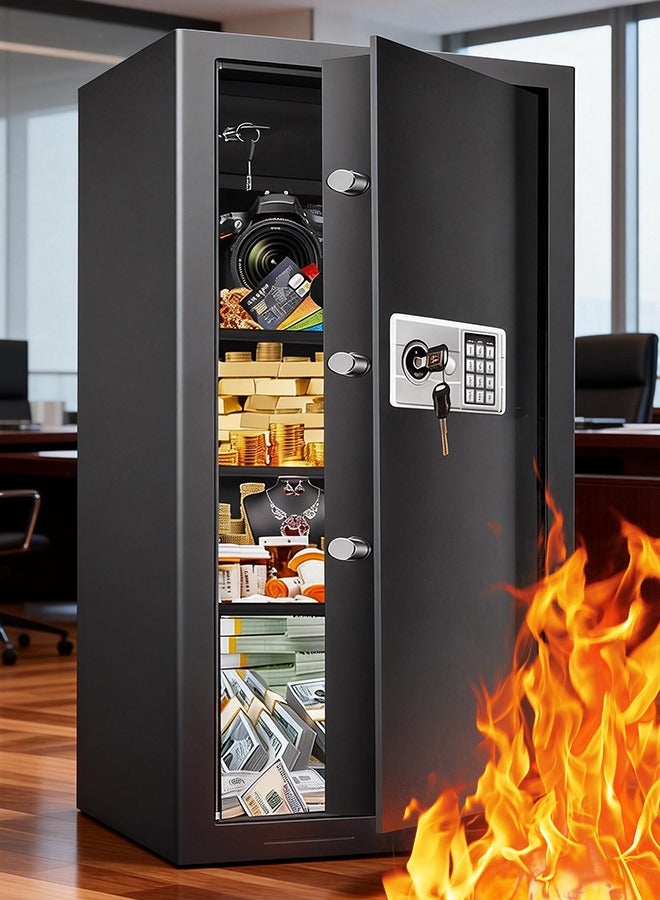 TAPIT Safe Box Home Fireproof Waterproof Large Anti-theft Fireproof Safe Box with Programmable Keypad Spare Keys Removable Shelf Digital Security Safesfor Home Money Valuables Documents 100x31x38cm - Image 1