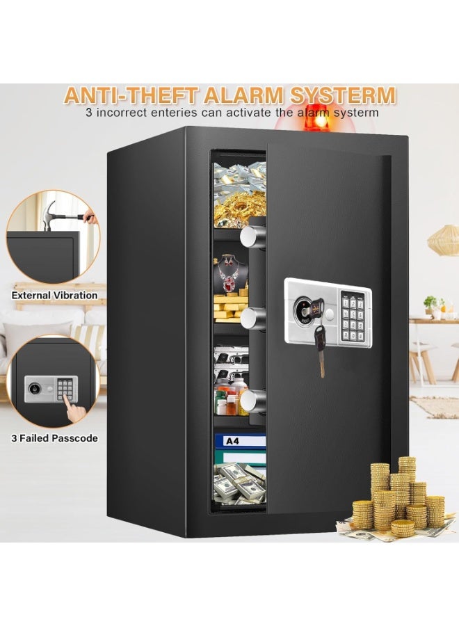 TAPIT Safe Box Home Fireproof Waterproof Large Anti-theft Fireproof Safe Box with Programmable Keypad Spare Keys Removable Shelf Digital Security Safesfor Home Money Valuables Documents 100x31x38cm - Image 4