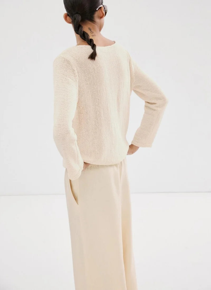 مانجو Open-knit long-sleeve jumper