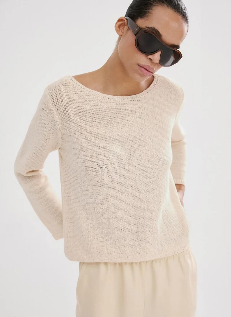 مانجو Open-knit long-sleeve jumper