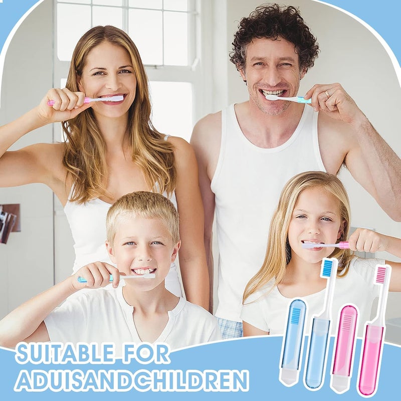 Sibba Travel Toothbrushes Cover Case Holders Kit Soft Bristles Tooth Brushes Mini Size Portable Small Folding Pack Supplies Tiny Set Compact Wrapped in Pocket Camping Traveling for Child Adult - Image 5