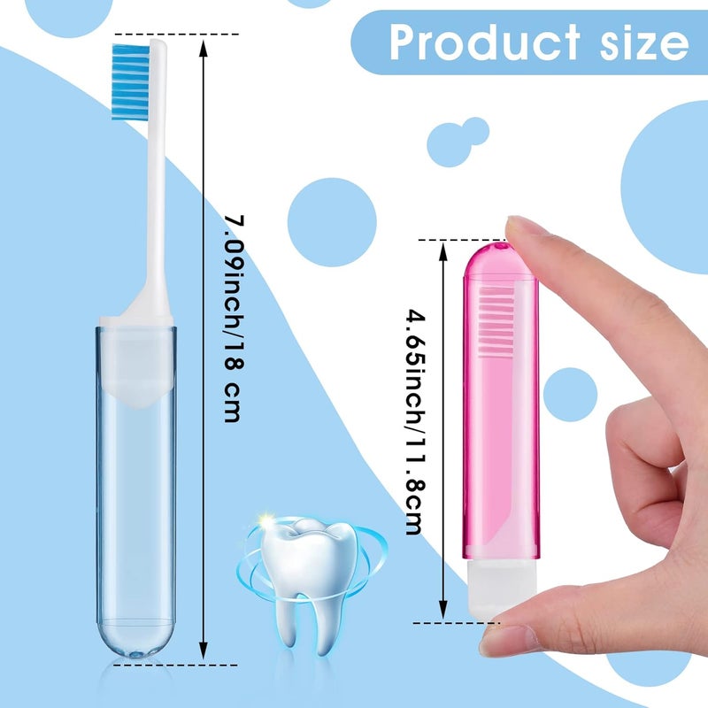 Sibba Travel Toothbrushes Cover Case Holders Kit Soft Bristles Tooth Brushes Mini Size Portable Small Folding Pack Supplies Tiny Set Compact Wrapped in Pocket Camping Traveling for Child Adult - Image 3