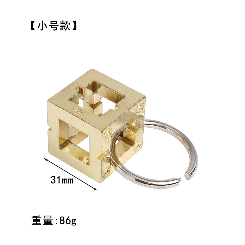 [Mini Size] Zinc Alloy Intelligence Unlocking Nine Linked Rings Edc Stress Relief Toy Luban Lock Puzzle - Image 1