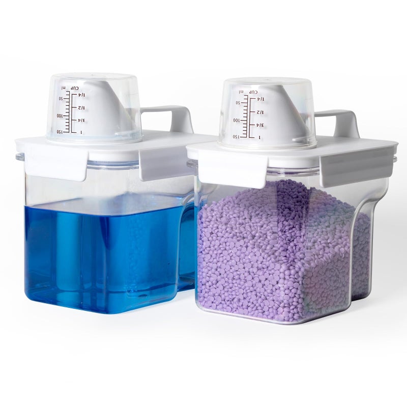 G2 GO2GETHER Laundry Detergent Container,2Pack -95oz Laundry Detergent Dispenser with 5 labels for Laundry Room, Laundry Scent Beads, Powder,Bleach,Soap,Fabric Softener Storage and Organization. - Image 1