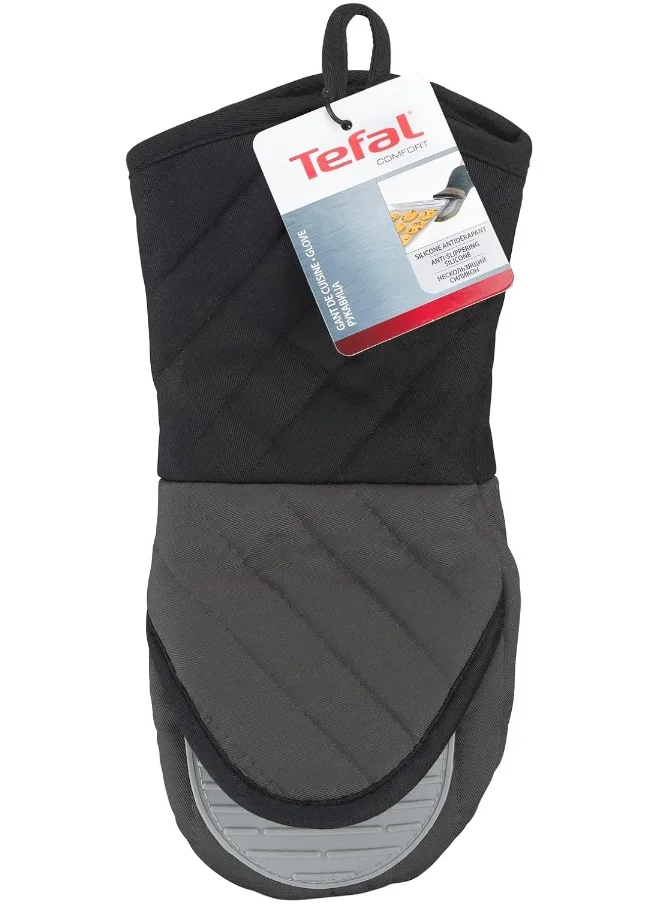 تيفال TEFAL Comfort Gloves | Kitchen Tool | High-Heat Resistance | Non-slip inner grip | Ergonomic Design | Black | Silicone أسود/ رمادي