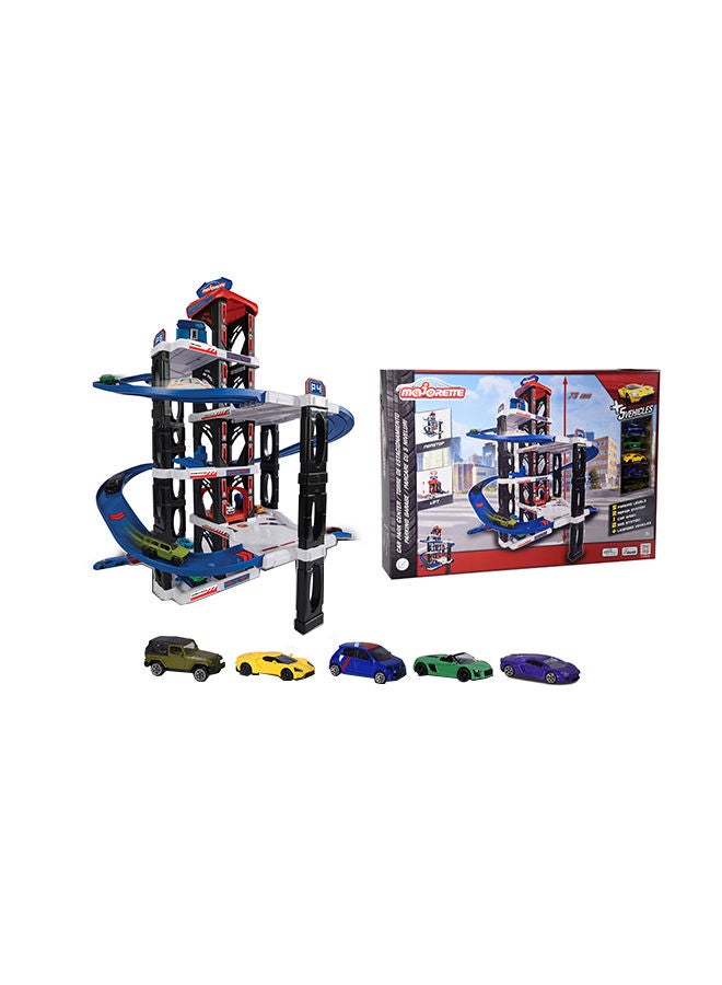 Majorette Motor Lift Center + 5 Cars  - Image 1