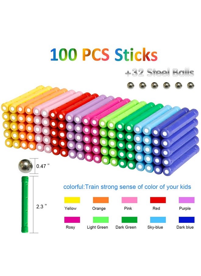 Elongdi ELONGDI Magnetic Building Blocks, [ 132 Pieces ] Lengthen Building Sticks Set, Magnet Stem Toys Set Non-Toxic Building 3D Puzzle Boys Toys for Kids and Adult  - Image 5