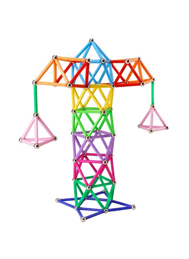 Elongdi ELONGDI Magnetic Building Blocks, [ 132 Pieces ] Lengthen Building Sticks Set, Magnet Stem Toys Set Non-Toxic Building 3D Puzzle Boys Toys for Kids and Adult  - Image 4