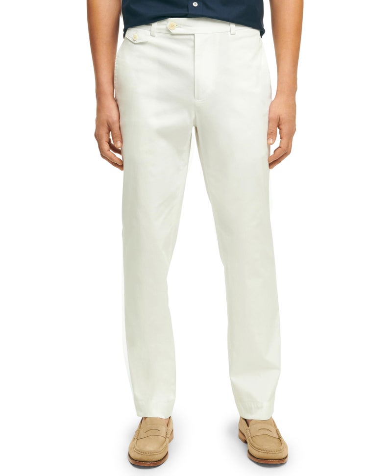 Brooks Brothers بنطلون تشينو قطن بوبلين ضيق من بروكس براذرز للرجال أبيض 30W x 32L