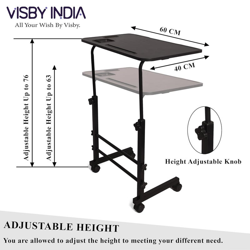 VISBY INDIA طاولة مكتب فيسبي الهندية للمنزل مكتب كتابة طاولة قابلة للطي للمدرسة طاولة دراسة قابلة للطي العمل من المنزل طاولة متعددة الاستخدامات سوداء قابلة للتعديل - Image 2