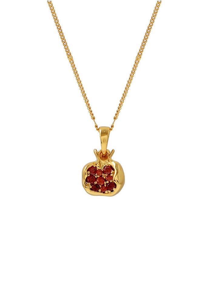 General Pomegranate Necklace Earrings Set: Niche Design Sense, 18k Gold Plated Zircon Retro Quality Light Luxury Pendant with Clavicle Chain.  - Image 2
