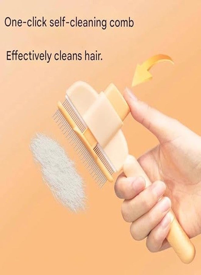 FLORISCA Pet Hair Comb with Release Button - Stainless Steel Slicker Brush for Dogs & Cats | Detangling, Deshedding & Grooming Brush for Long & Short Hair | Gentle Undercoat Rake for Shedding & Flea Removal (pack of 1) - Image 2