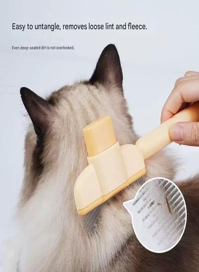 FLORISCA Pet Hair Comb with Release Button - Stainless Steel Slicker Brush for Dogs & Cats | Detangling, Deshedding & Grooming Brush for Long & Short Hair | Gentle Undercoat Rake for Shedding & Flea Removal (pack of 1) - Image 4
