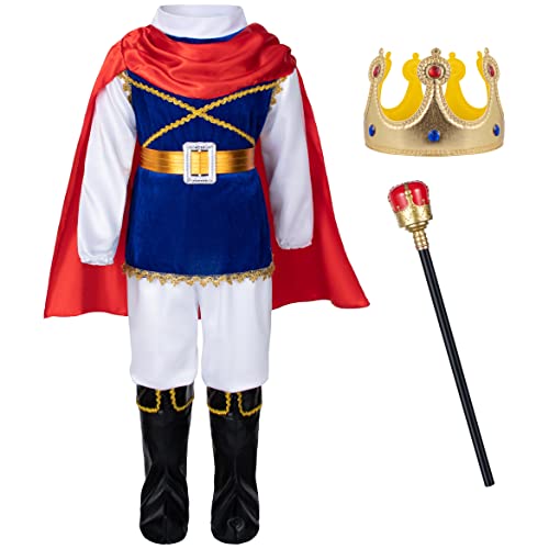 Elibelle Boys Prince Charming Birthday Halloween Costume Cosplay Dress-Up Royal Outfits for Kids Blue 100cm 2-3yrs - Image 2
