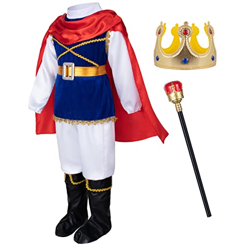 Elibelle Boys Prince Charming Birthday Halloween Costume Cosplay Dress-Up Royal Outfits for Kids Blue 100cm 2-3yrs - Image 1