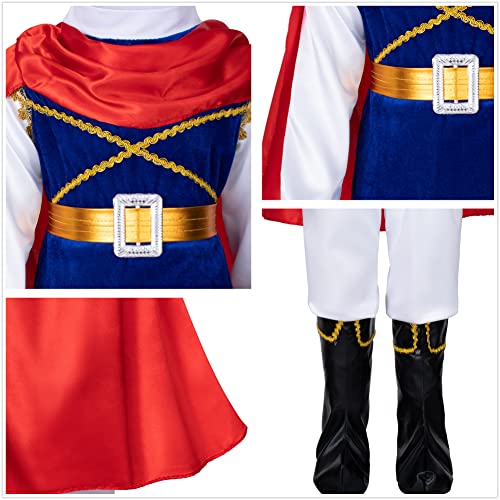 Elibelle Boys Prince Charming Birthday Halloween Costume Cosplay Dress-Up Royal Outfits for Kids Blue 100cm 2-3yrs - Image 5