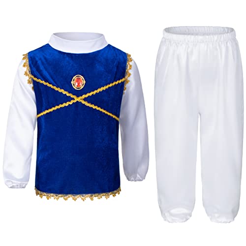 Elibelle Boys Prince Charming Birthday Halloween Costume Cosplay Dress-Up Royal Outfits for Kids Blue 100cm 2-3yrs - Image 3