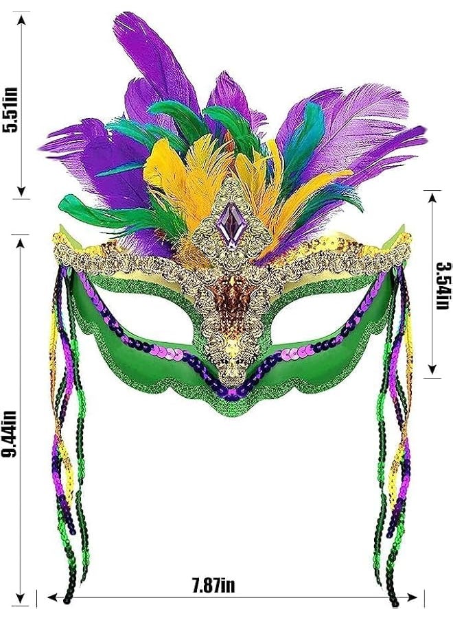 The Bros Masquerade Mask for Women, Mardi Gras Masquerade Mask with Feathers Venetian Mask for Masquerades Cosplay Party Specially for Costume, Theme Parties, Cosplay Mardi Gras  - Image 5