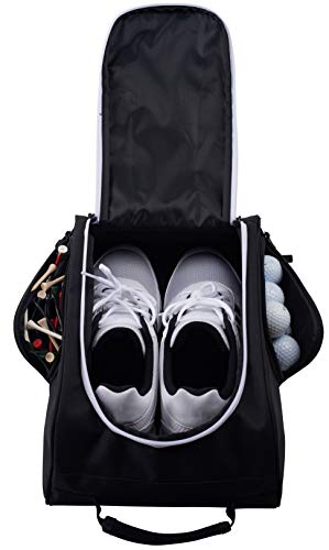 Athletico Golf Shoe Bag - Zippered Shoe Carrier Bags With Ventilation & Outside Pocket for Socks, Tees, etc. Perfect Storage (Black) - Image 1