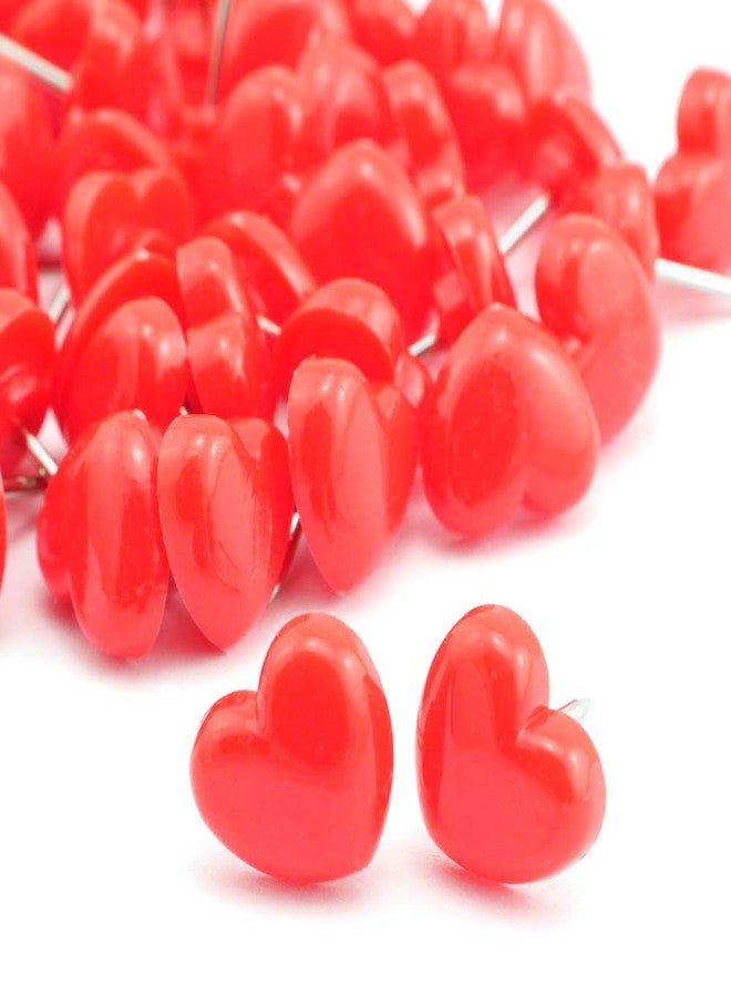 Lind Kitchen 100pcs Heart Shape Push Pins for Home School Office Notice Board Cork Board,Cute Thumbtacks Tacks Decorative Pushpins Accessories Supplies Red - Image 1