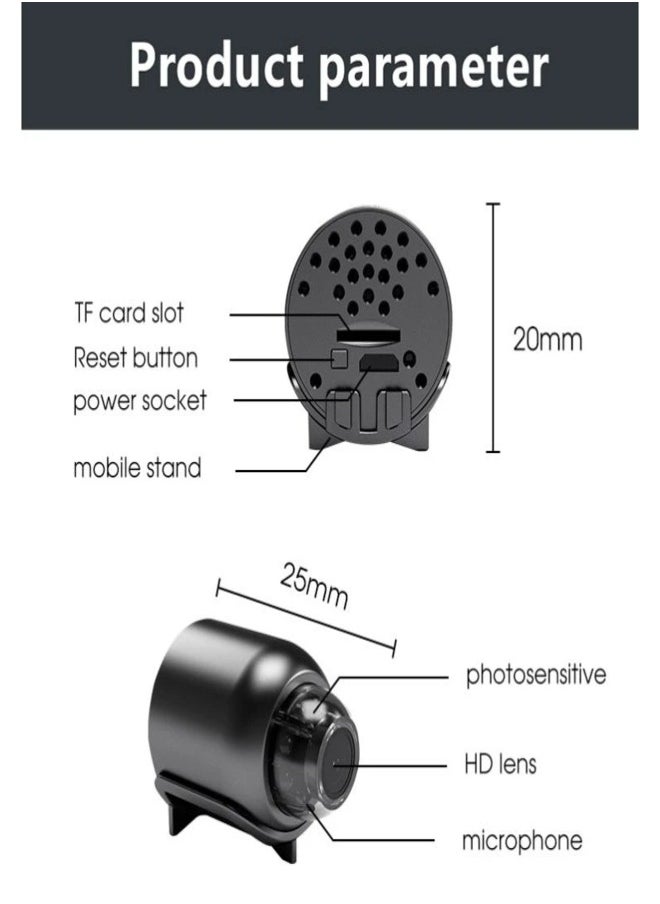 AROAQ - NEW X5 Mini Camera HD1080P Compact Wireless WIFI Camera with Cyclic Recording Function Suitable for Outdoor Camping and Home Use - Image 1