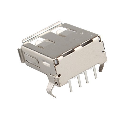 Futheda 10PCS USB Type A Standard Port Female Soldering Jack Connector USB Socket Jack Connector Right Angle Solder PCB Mount 4-Pin 90 Degree Silver Tone - Image 3