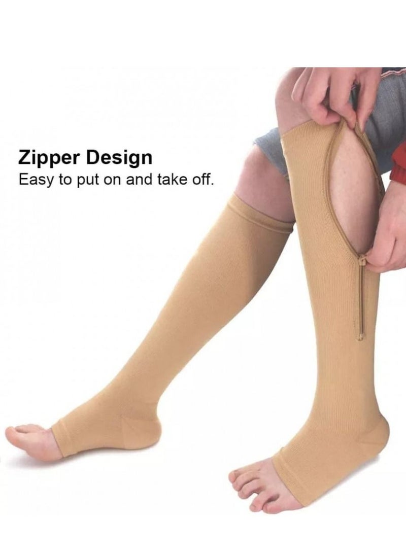Medical Compression Leg Brace with Zipper for Easy Control Two Pieces - Image 3