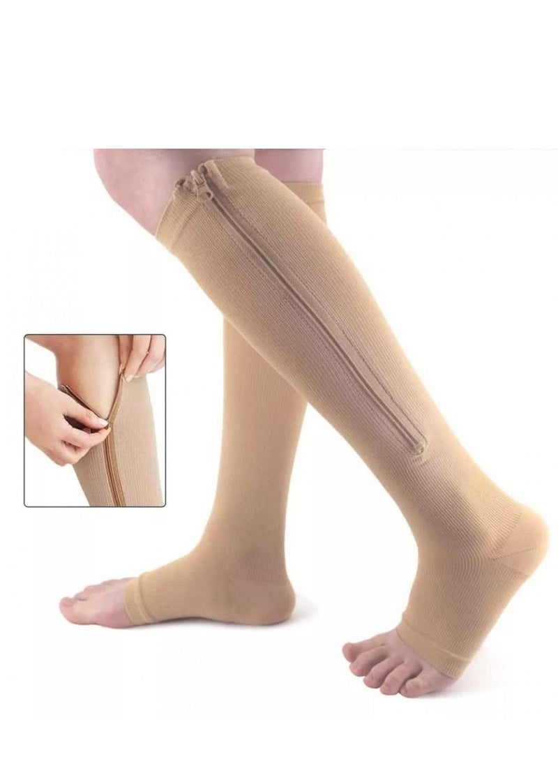 Medical Compression Leg Brace with Zipper for Easy Control Two Pieces - Image 4