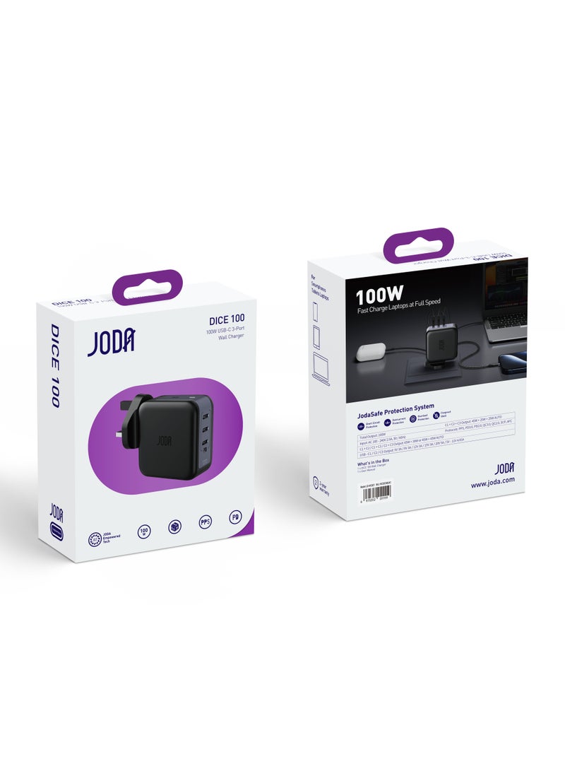 جودا شاحن جداري جودا بقوة 100 واط بثلاث منافذ تايب سي – اسود شاحن سريع 100W ⚡ شاحن GaN 100W ⚡شاحن جودا 3 منافذ Type-C 🔌 شاحن USB Type-C 3 منافذ شاحن مدمج 100 واط 📱 شاحن 100W للهواتف 📱⚡ محول GaN 3 منافذ ⚡🔋 شاحن للأجهزة المحمولة 100W 📱💻 شاحن لجهاز المحمول 100W 📱🔋 شاحن شحن سريع 100 وات ⚡💨 شاحن للهواتف الذكية 📱📲 شاحن للتابلت والساعات الذكية ⌚📱 فيش جودا للشحن السريع 100W ⚡🔌 - Image 3