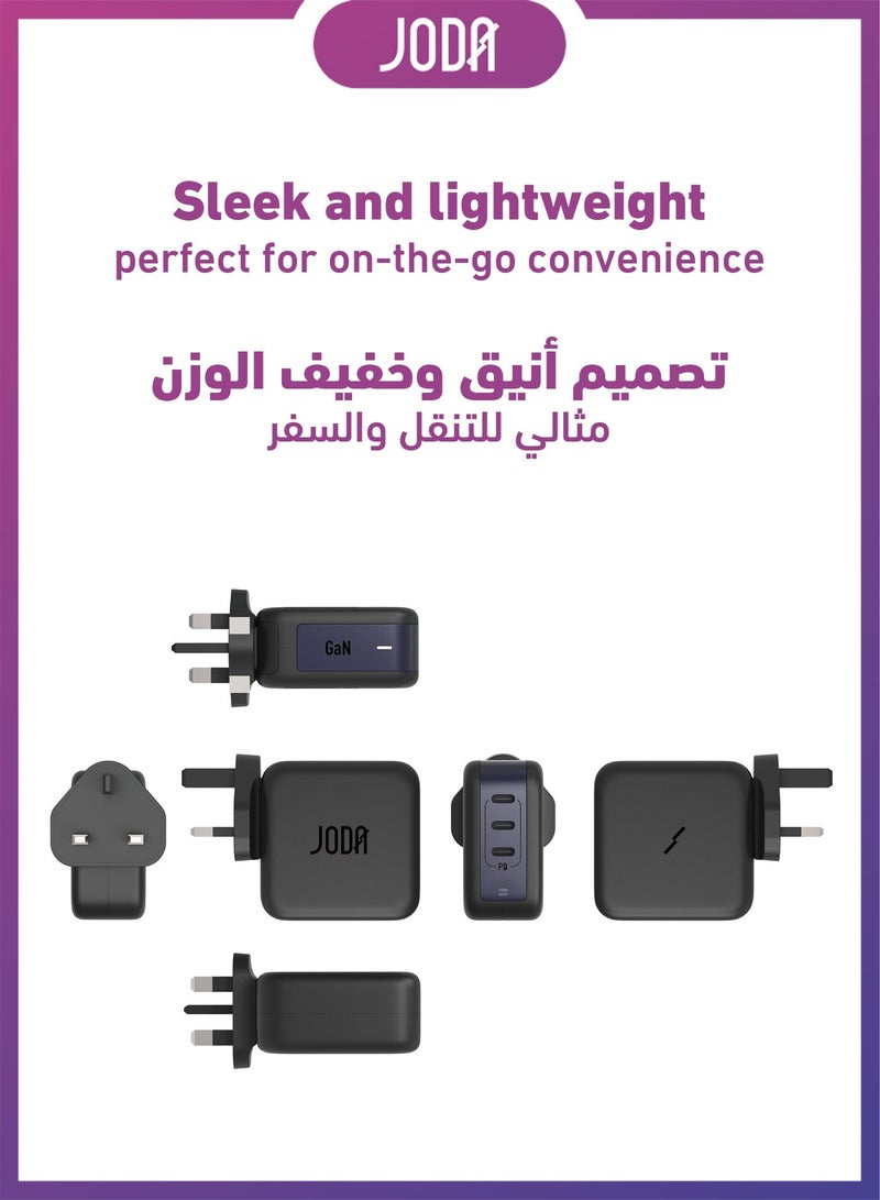 JODA 100W 3-Port Type-C Wall Charger – Black 100W Fast Charger ⚡ 100W GaN Charger ⚡ JODA 3-Port Type-C Charger 🔌3-Port USB Type-C Charger 🔋100W Compact Charger 📱 100W Charger for Phones 📱⚡3-Port GaN Adapter ⚡🔋Charger for Mobile Devices 100W 📱💻 100W Charger for Mobile Phones 📱🔋 100W Fast Charging Charger ⚡💨 Charger for Smartphones 📱📲 Charger for Tablets and Smartwatches ⌚📱 JODA 100W Fast Charging Plug ⚡🔌 - Image 1