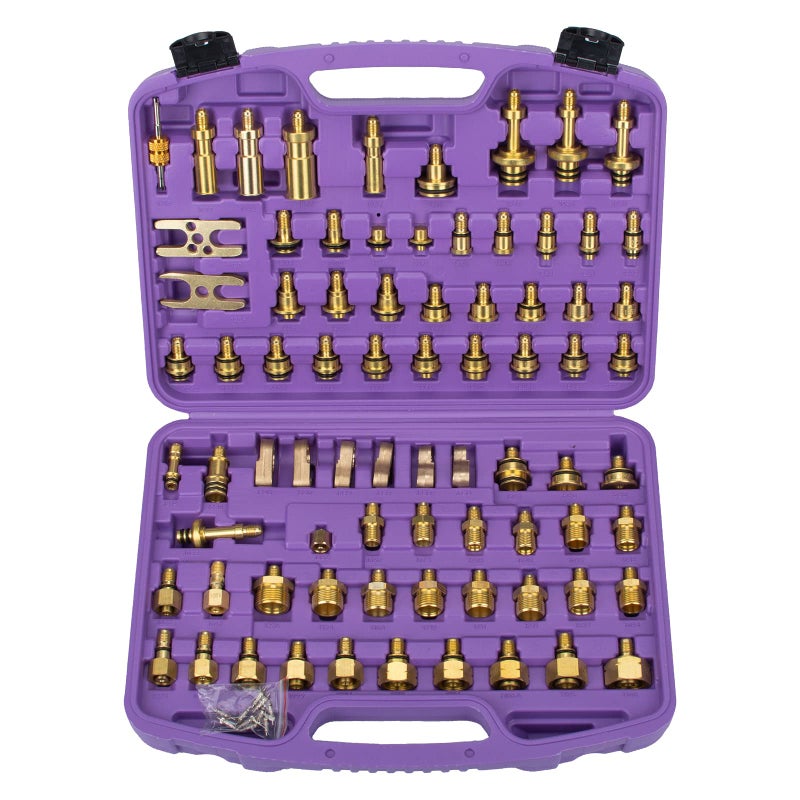 YFIXTOOL 77PCS Air Conditioning Leak Test Kit Air Conditioning Leak Detector AC Compressor Detection Repair Tool Kit