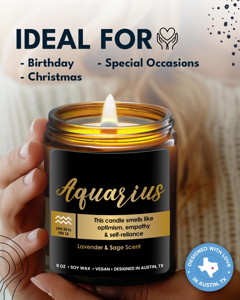 Rosa Vila Aquarius Candle  Aquarius Gift Zodiac Candles  Aquarius Birthday Gifts For Astrology Lovers  Aquarius Gifts For Women & Men  Aquarius Birth Gift  Astrology Gifts For Women  Sign Zodiac Gifts For Women - Image 3