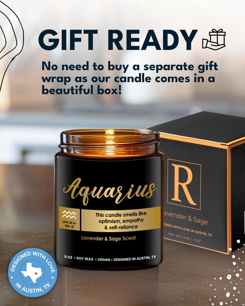 Rosa Vila Aquarius Candle  Aquarius Gift Zodiac Candles  Aquarius Birthday Gifts For Astrology Lovers  Aquarius Gifts For Women & Men  Aquarius Birth Gift  Astrology Gifts For Women  Sign Zodiac Gifts For Women - Image 4