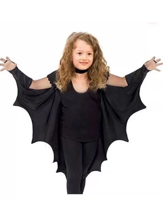 NIBEMINENT Halloween cape, bat-shaped cape, sleeve sleeve, one-piece black cape set - Image 1