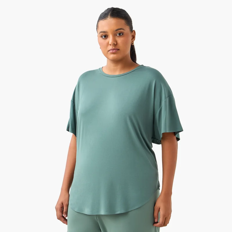 ADOT by Splash Drop Shoulder T-shirt with Round Neck