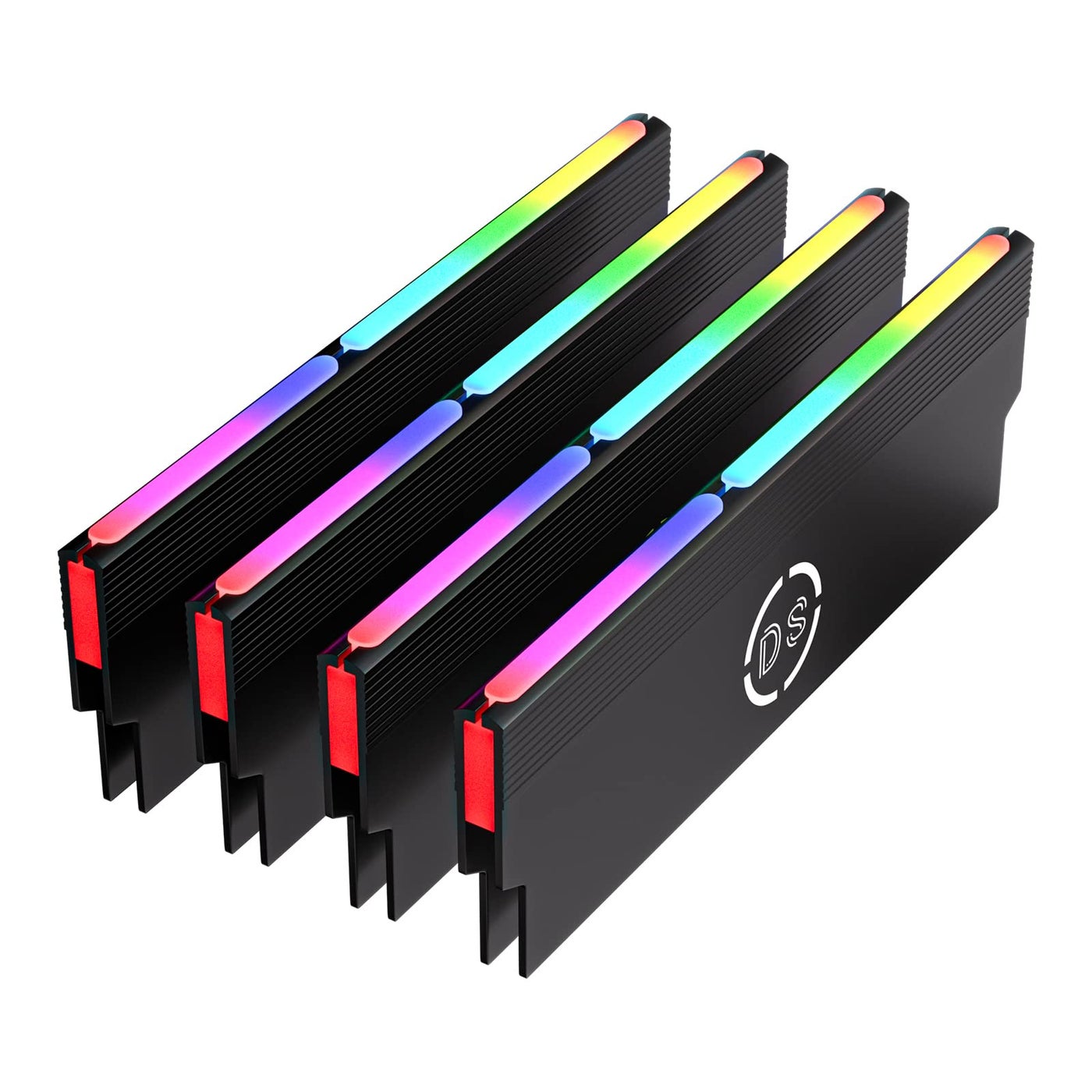 DS Aluminum Alloy RAM Cooling Shell - ARGB Light Effect Heat Sink, Memory Cooling Radiator Vest with MINI contrlloer for PC (4Pack, 3th GEN, M Series)