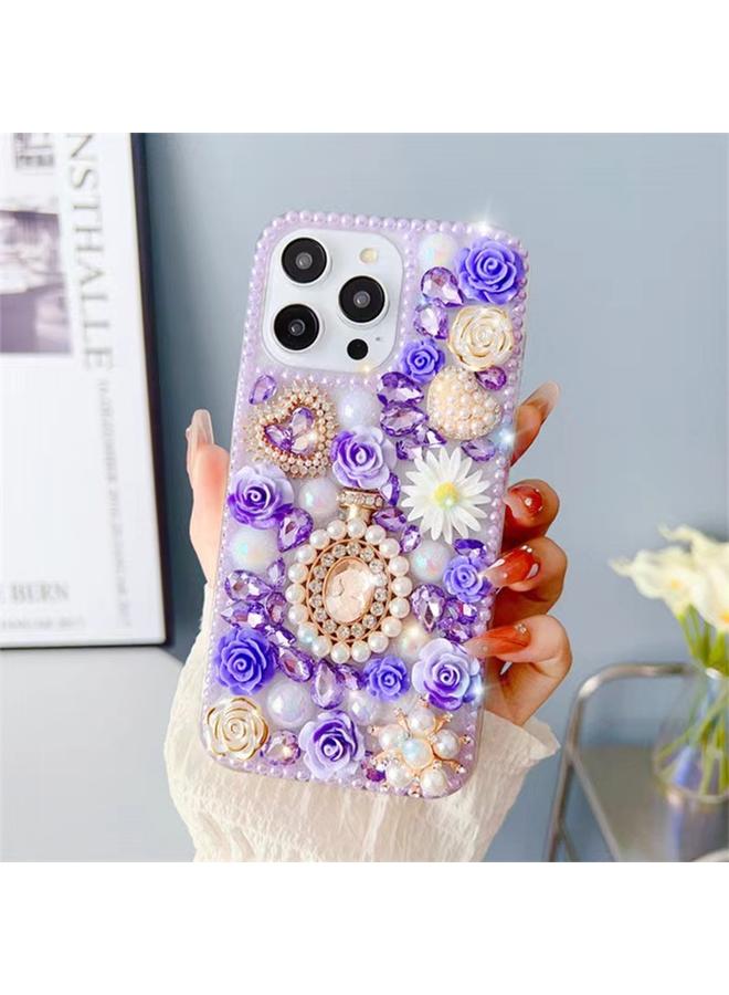S-TOP Case For iPhone 13 Pro Diamond Inlaid Rose PC Phone Case - Image 1