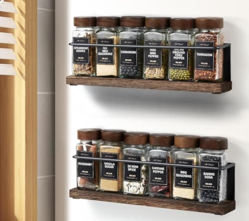 KitHero 2 Pack Strong Magnetic Spice Rack Organizer for Refrigerator and Microwave Oven, Metal Fridge Shelf, Space Saver for Kitchen Organization and Storage, Black - Image 1