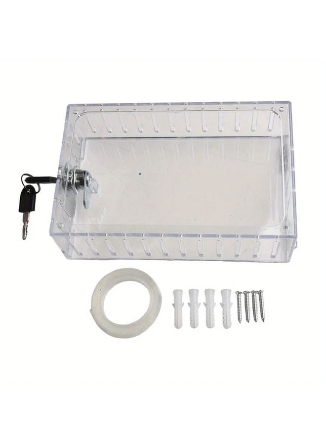 Thermostat Lock Box Clear Acrylic Wall Mounted No Battery Needed Keyed Cylinder Lock - Image 1