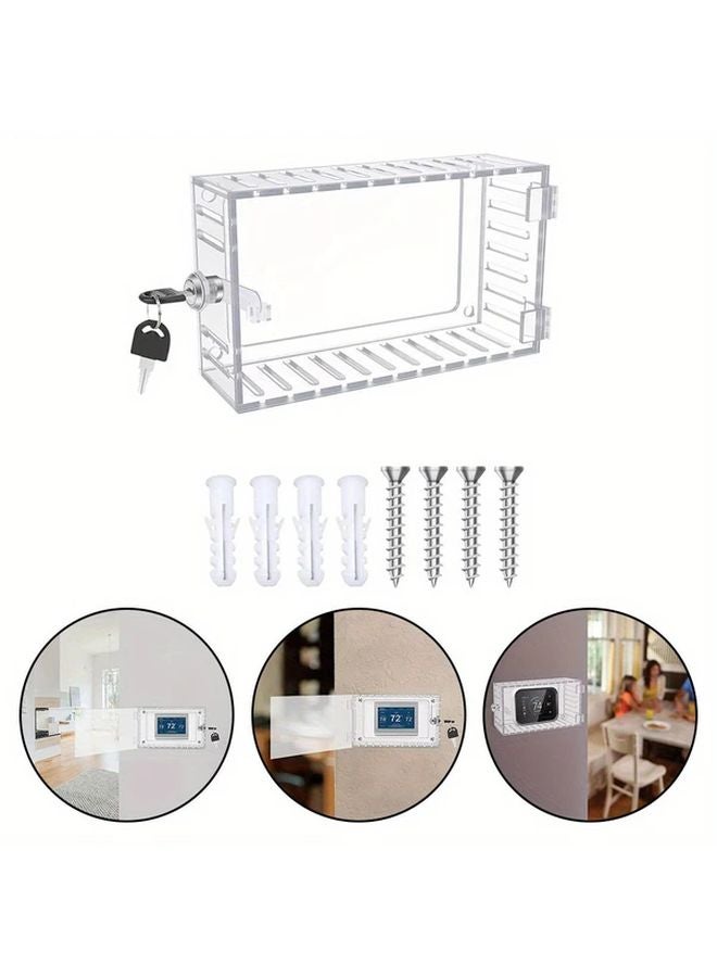 Thermostat Lock Box Clear Acrylic Wall Mounted No Battery Needed Keyed Cylinder Lock - Image 2