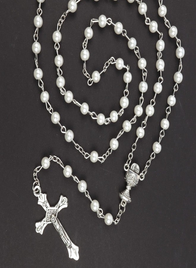 Needzo Deluxe First Communion Satin Purse Gift Set, The Lord's Supper Collection, Faux Pearl Rosary and Keepsakes, 6 Items - Image 3