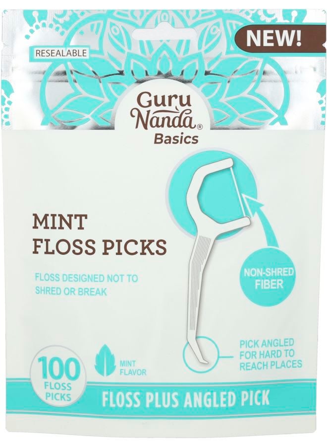GuruNanda Basics Mint Floss Picks 100 Floss Picks